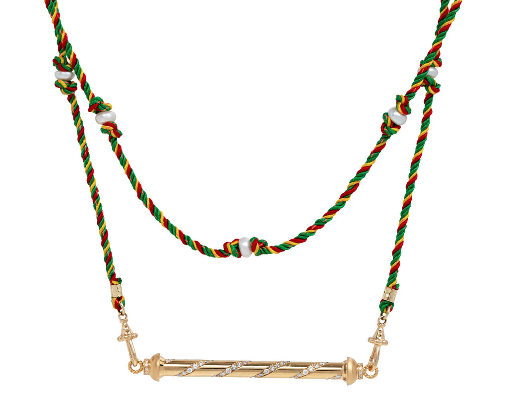 Enamelled Candy Cane Beaded Necklace - Sunfere
